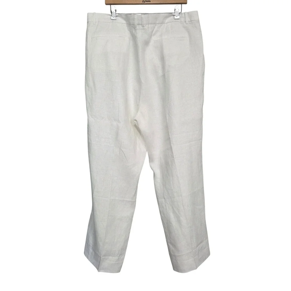 Banana Republic NWT Womens White European Flax Linen Wide Leg Pants Size 20